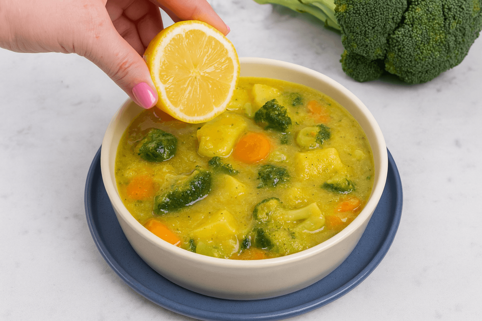 Zuppa di broccoli, patate e carote