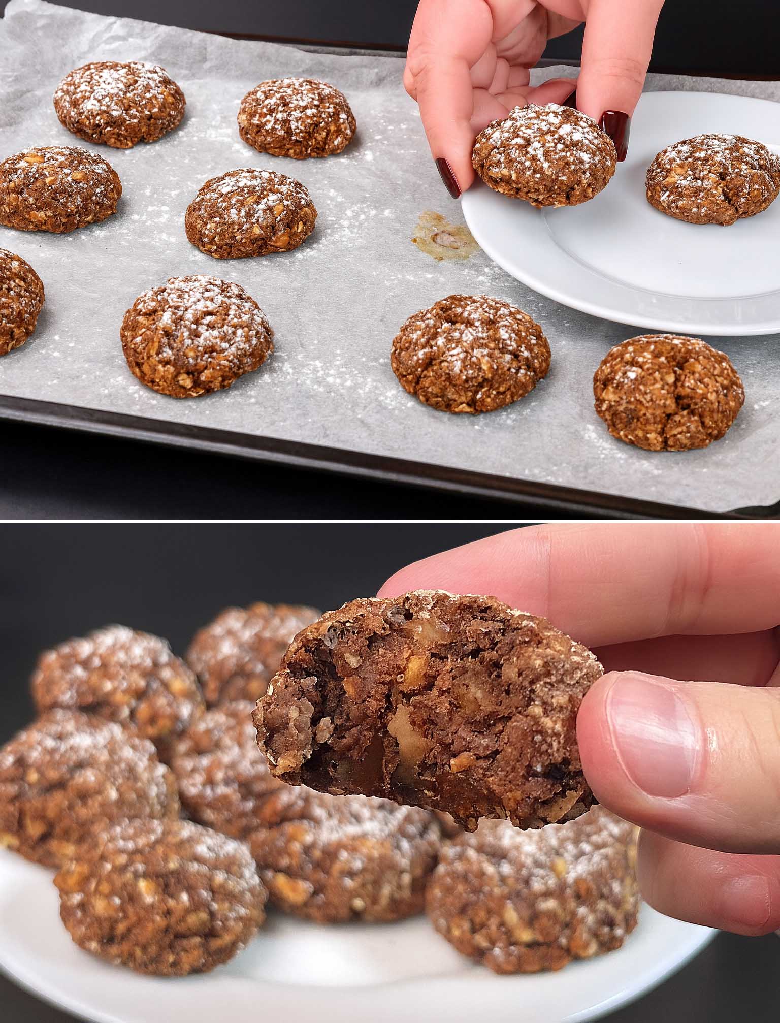 Biscotti di avena, banana, cacao e noci