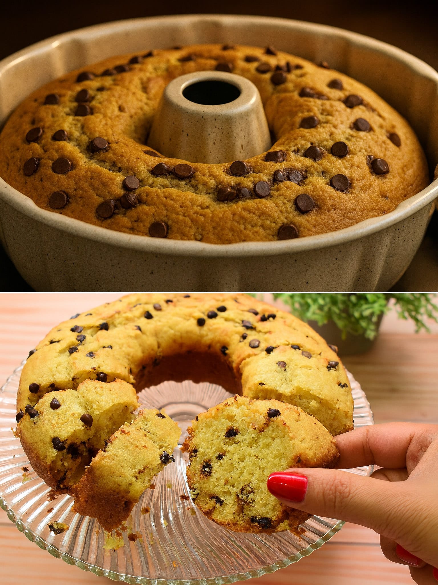 Ciambella alla banana e gocce di cioccolato