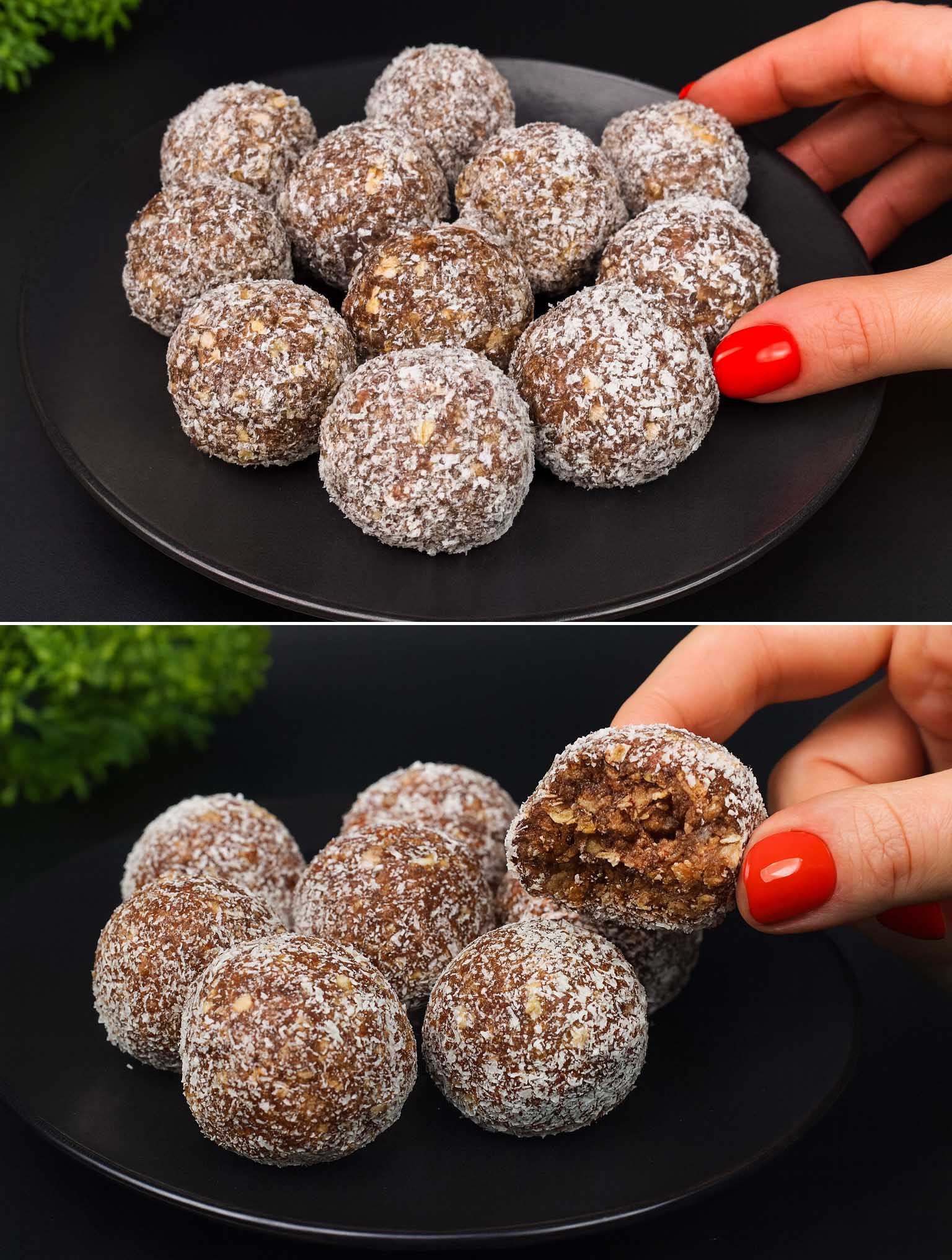 Tartufini di avena, cacao e cocco