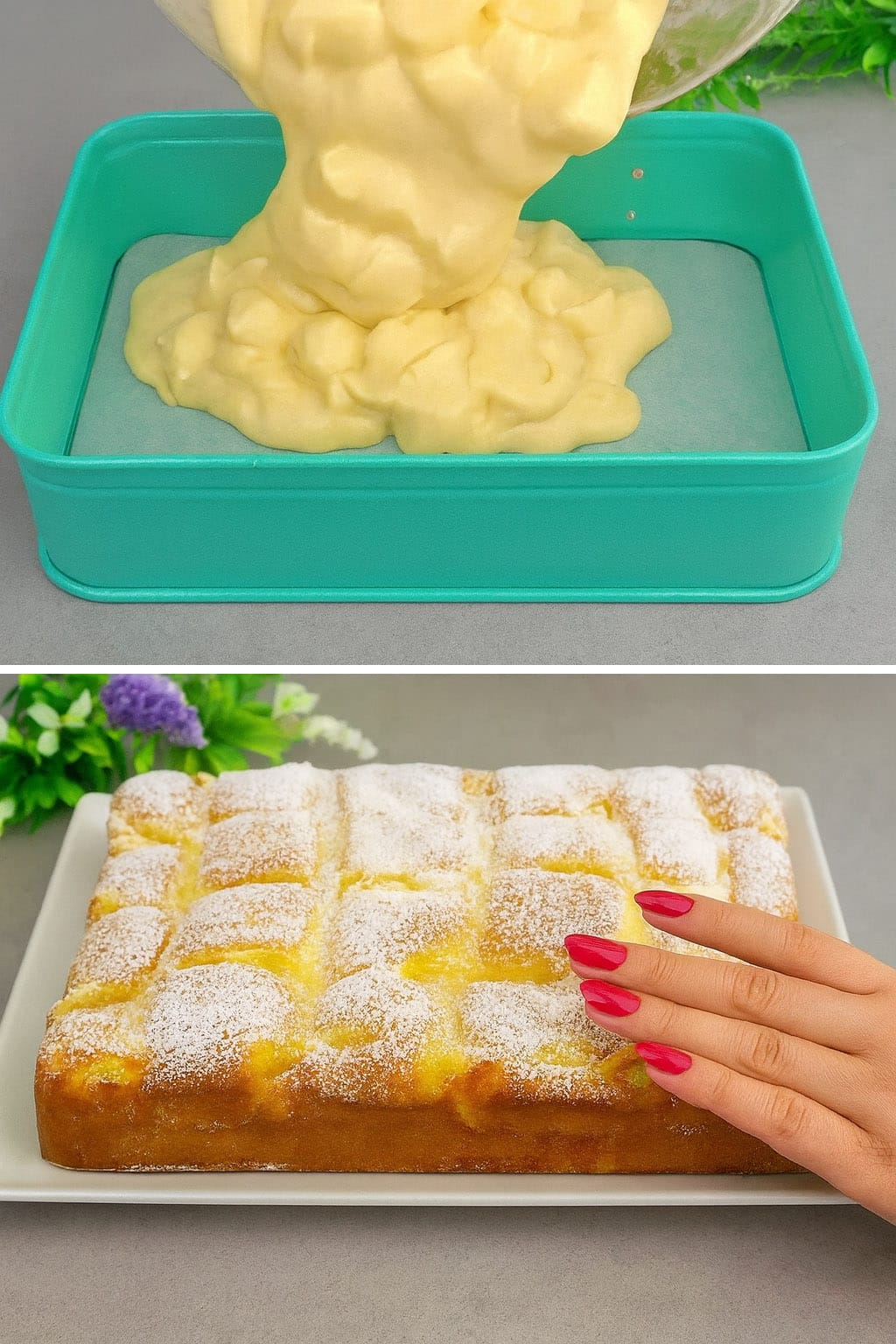 Torta budinosa di mele