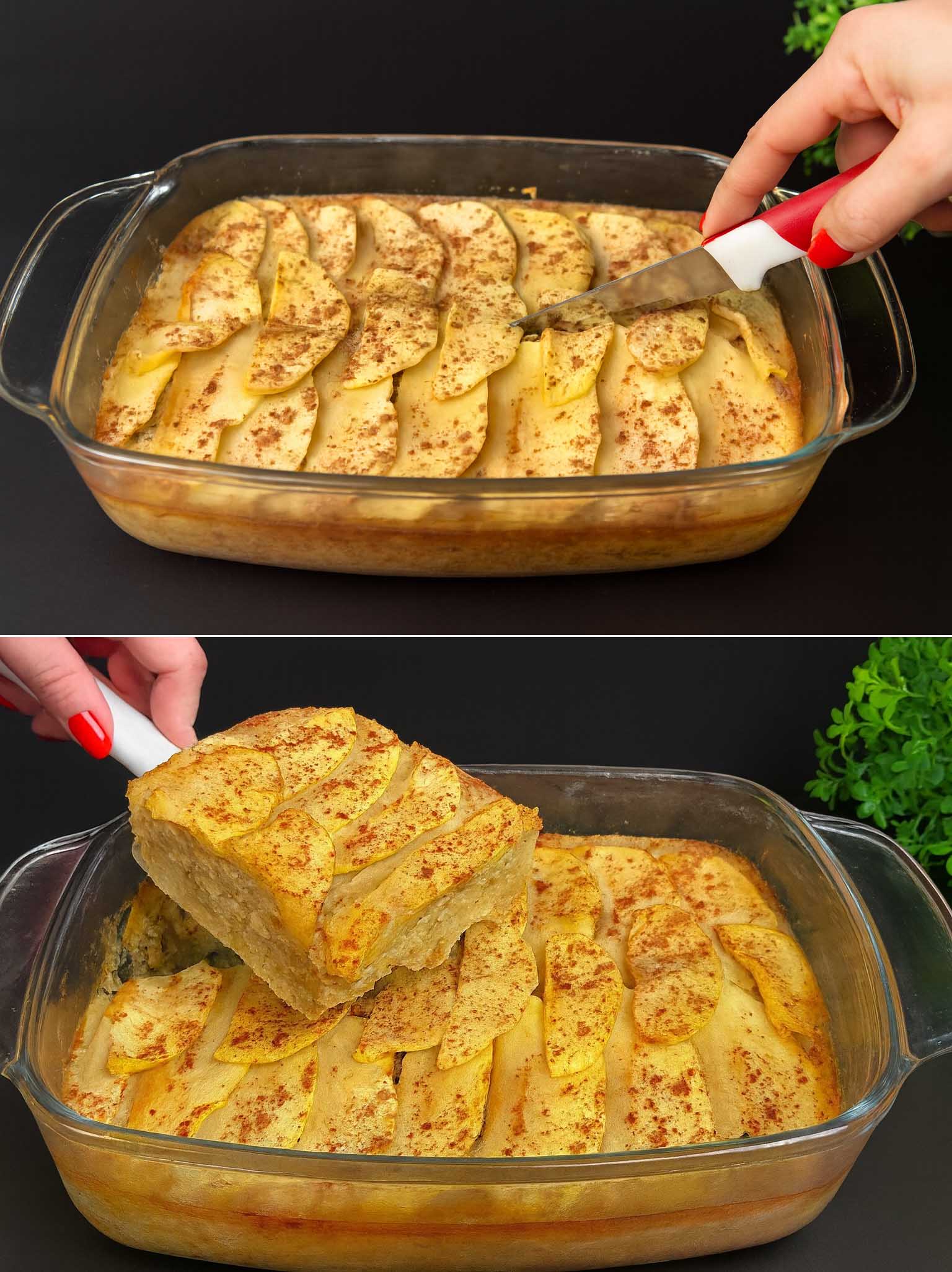 Torta di avena, banana e mela