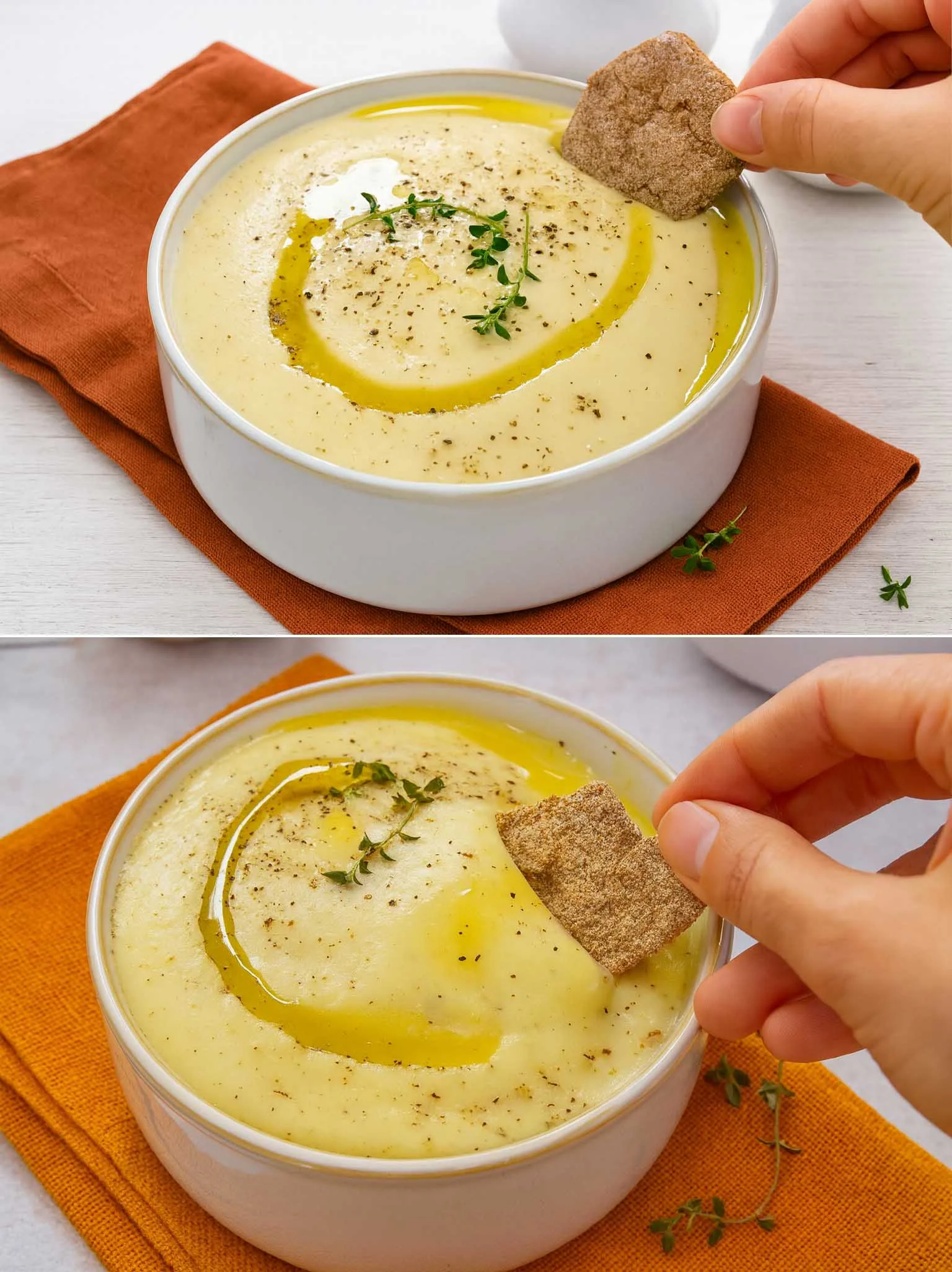 Crème de pommes de terre et haricots cannellini