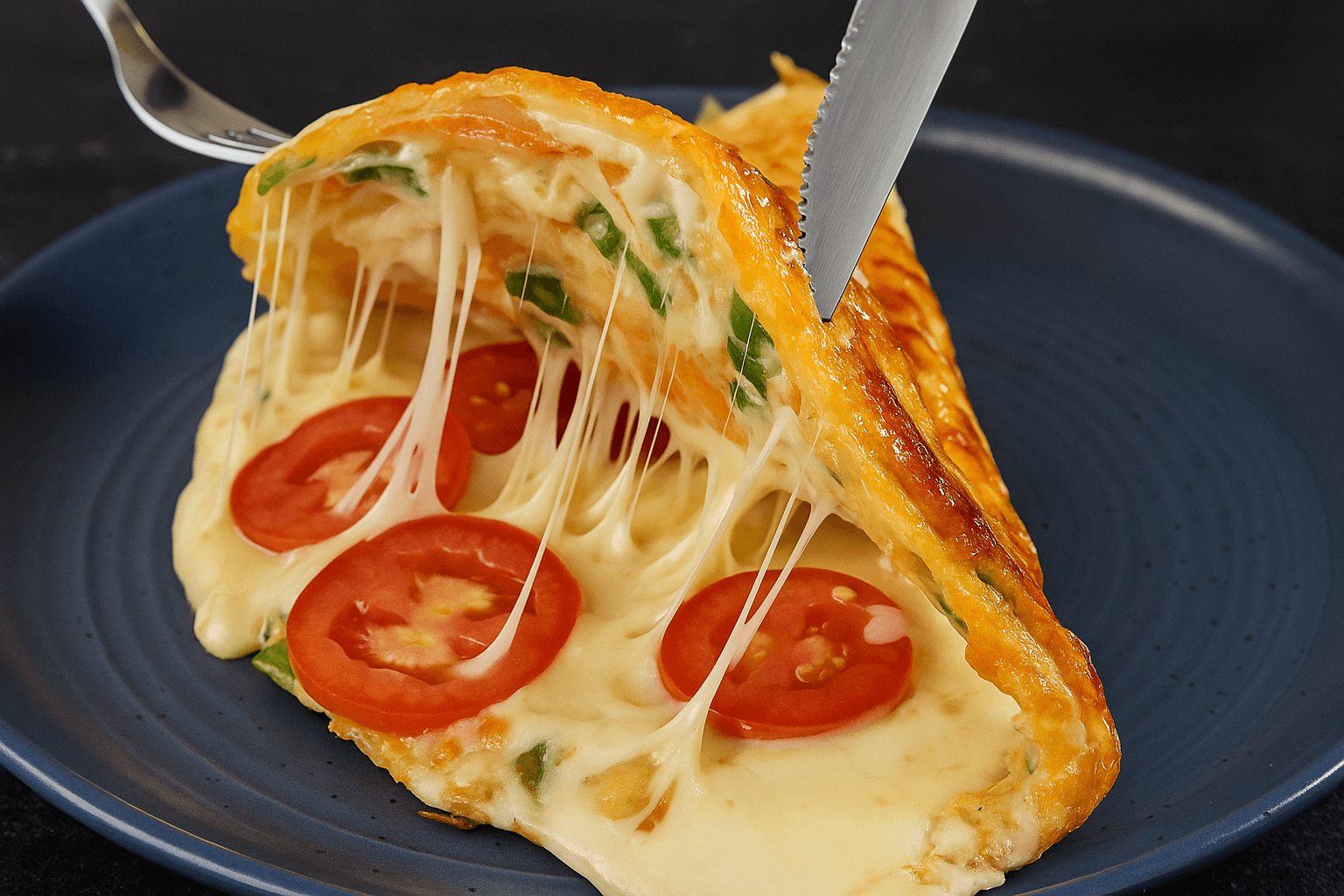 Omelette di carote, formaggio e pomodoro