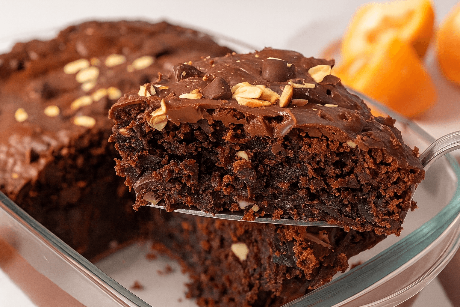 Torta di avena, banana e cioccolato