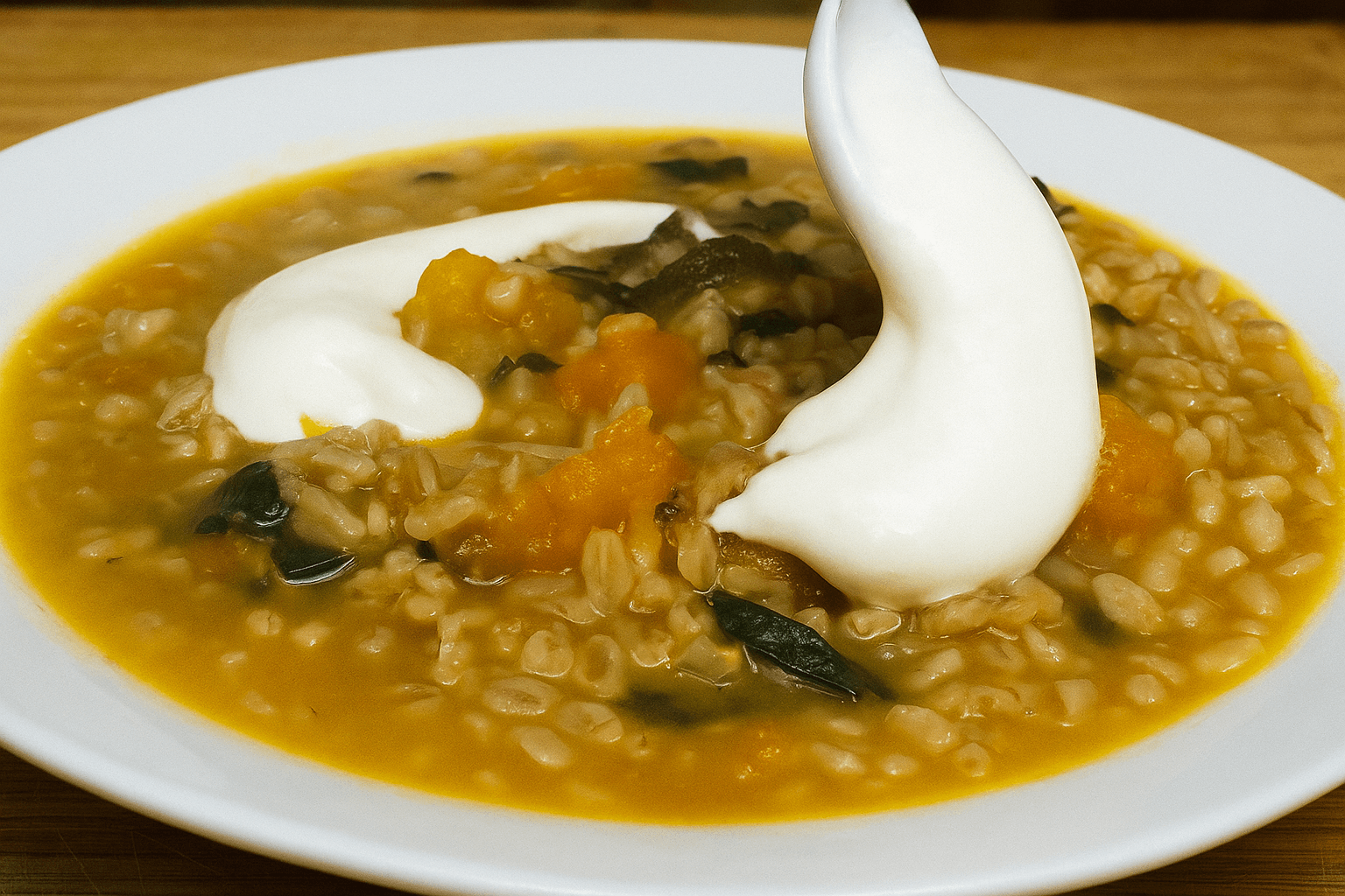 Zuppa di cavolo, farro e zucca