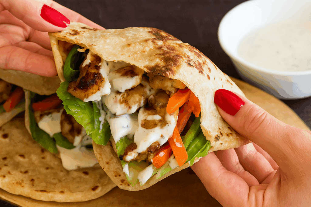 Un panino che sembra uno sgarro ma non lo è: pane palloncino con pollo, verdure e salsa allo yogurt, te lo consiglia la nutrizionista!