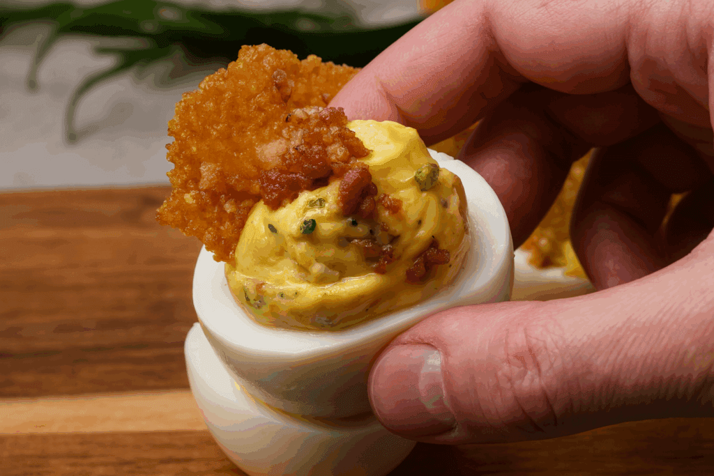 L’antipasto che preparo quando voglio fare bella figura senza stress: uova ripiene cremose, fresche e con quella pancetta croccante che conquista tutti