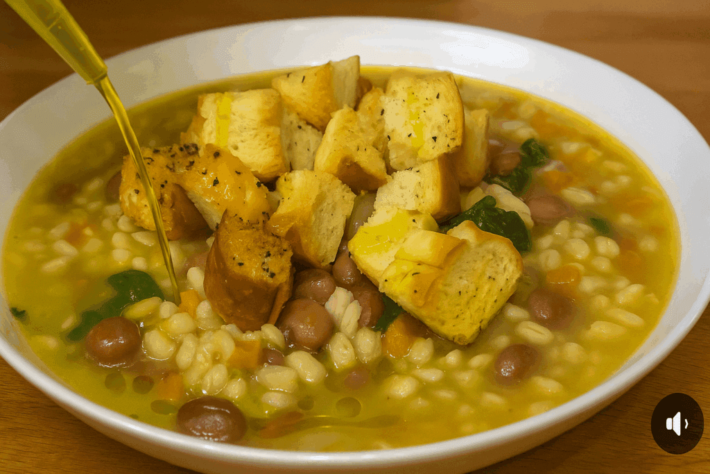 La preparo quando voglio depurarmi ma restare sazia: zuppa d’orzo perlato, zucca e cime di rapa, piena di fibre e beta-glucani che aiutano a tenere basso il colesterolo!
