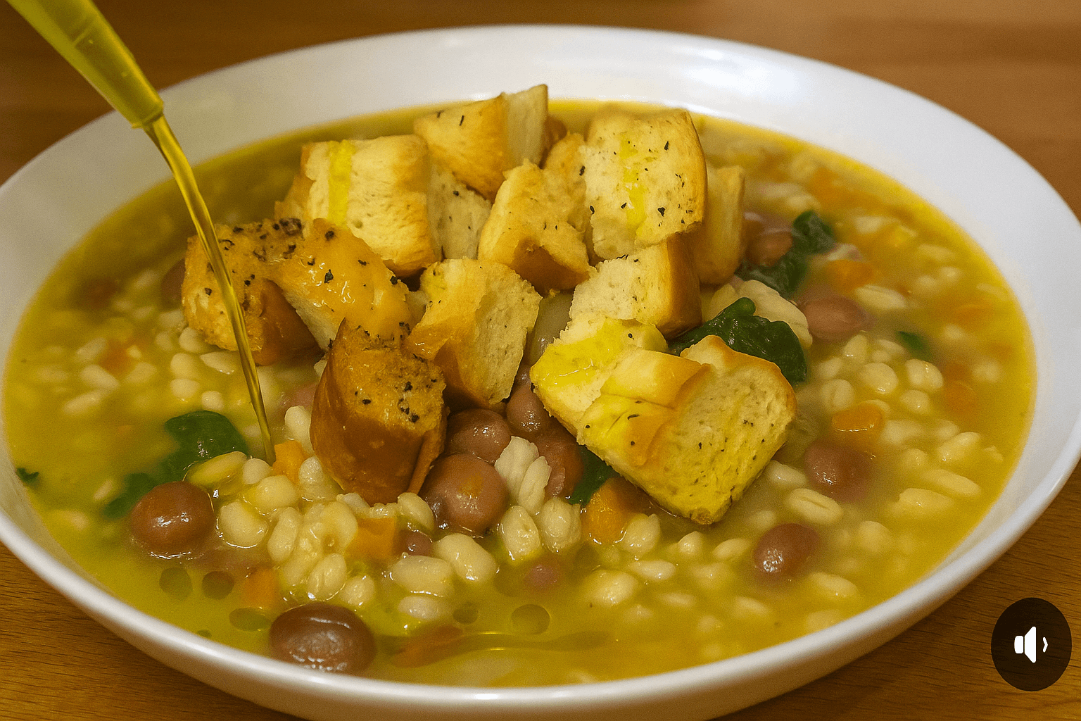 Zuppa di orzo, cime di rapa e fagioli