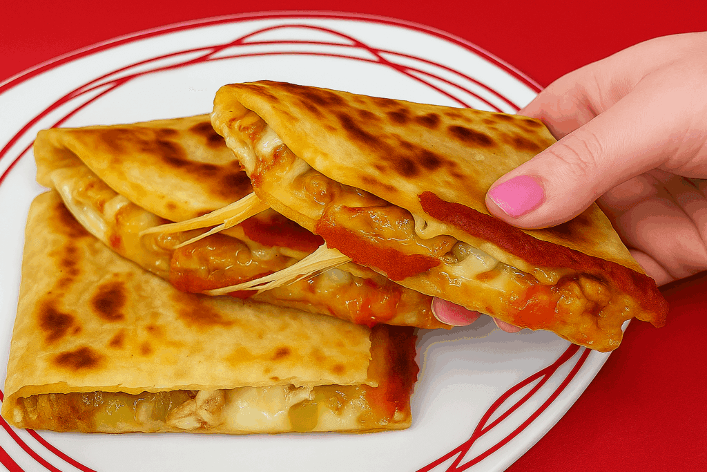 Quando ho bisogno di una cena completa e leggera, faccio queste: quesadillas di pollo e verdure, sembra quasi di essere in Messico!