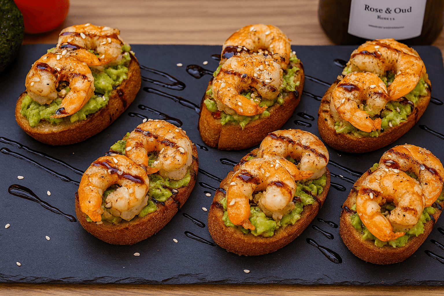 Bruschette di gamberetti e avocado
