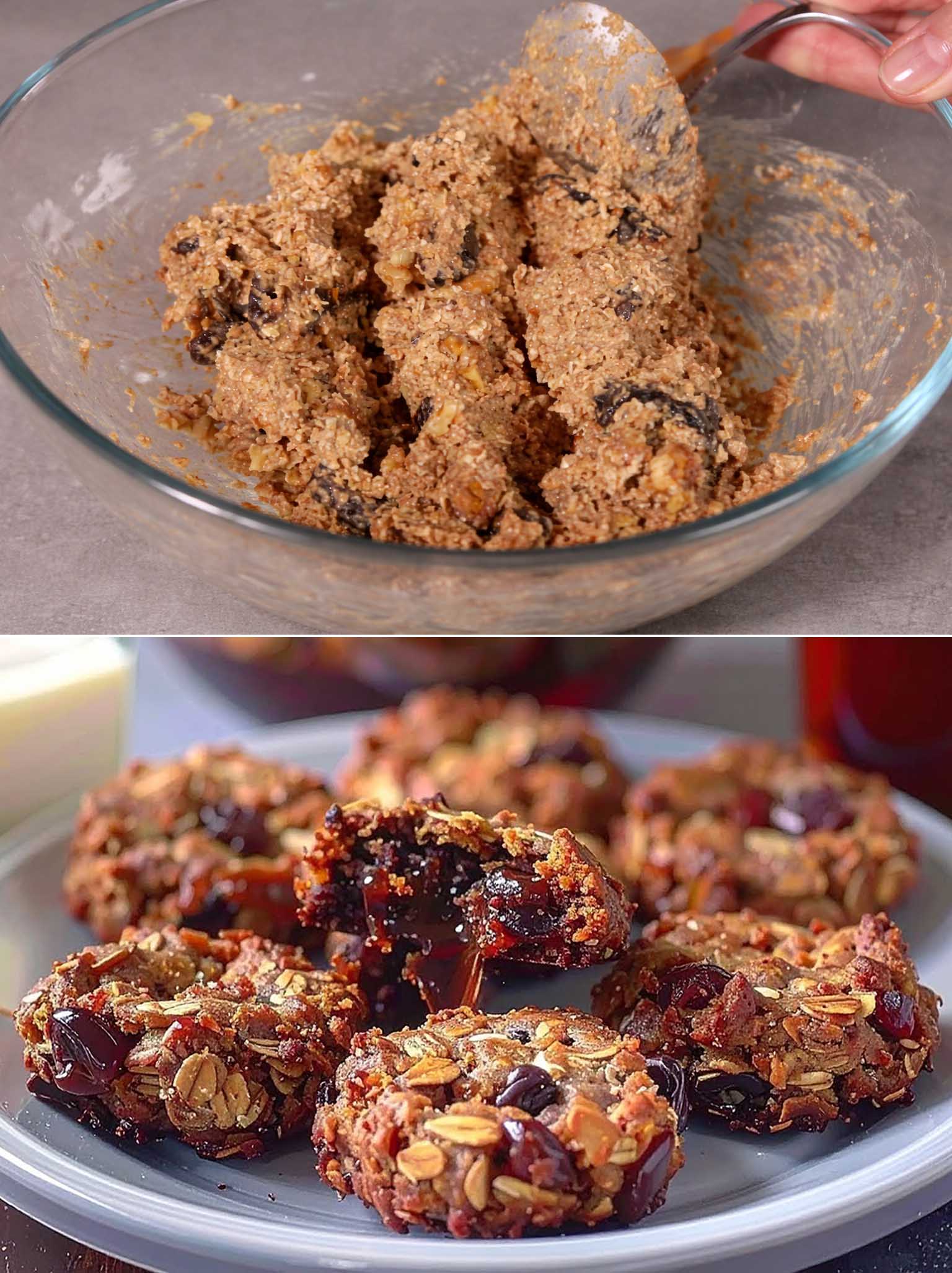 Biscotti di avena, noci e prugne