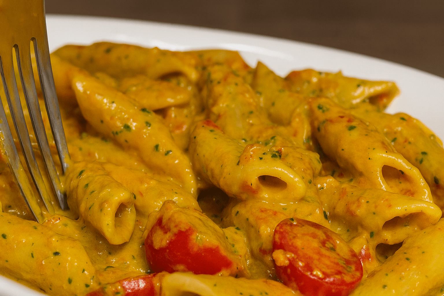 Penne datterino, basilico e parmigiano