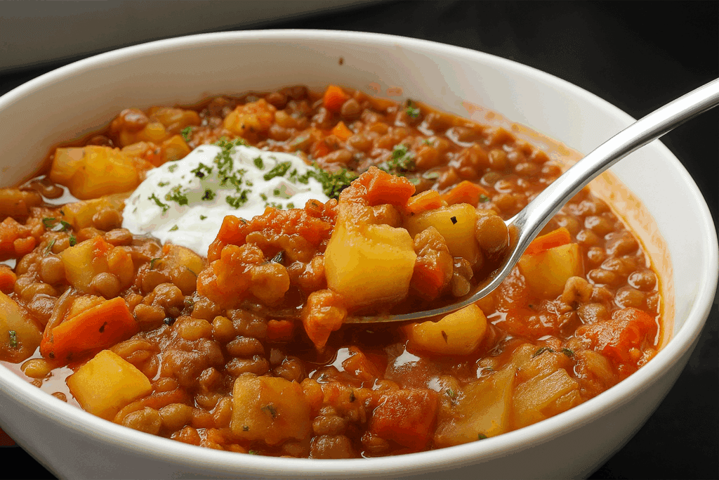 Zuppa di lenticchie alla turca ricchissima di ferro, fibre e proteine vegetali: mi aiuta a tenere basso il colesterolo, ed è buonissima con solo 260 Kcal!