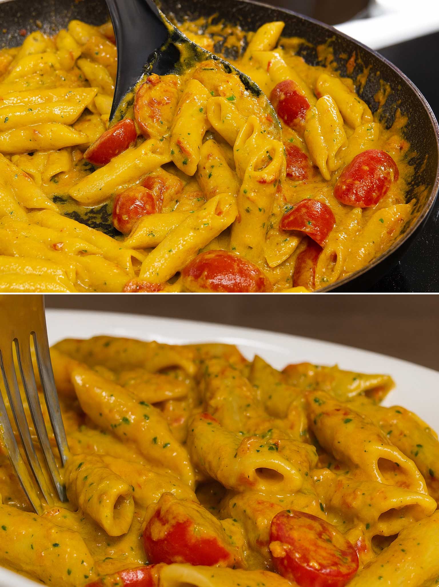 Penne datterino, basilico e parmigiano