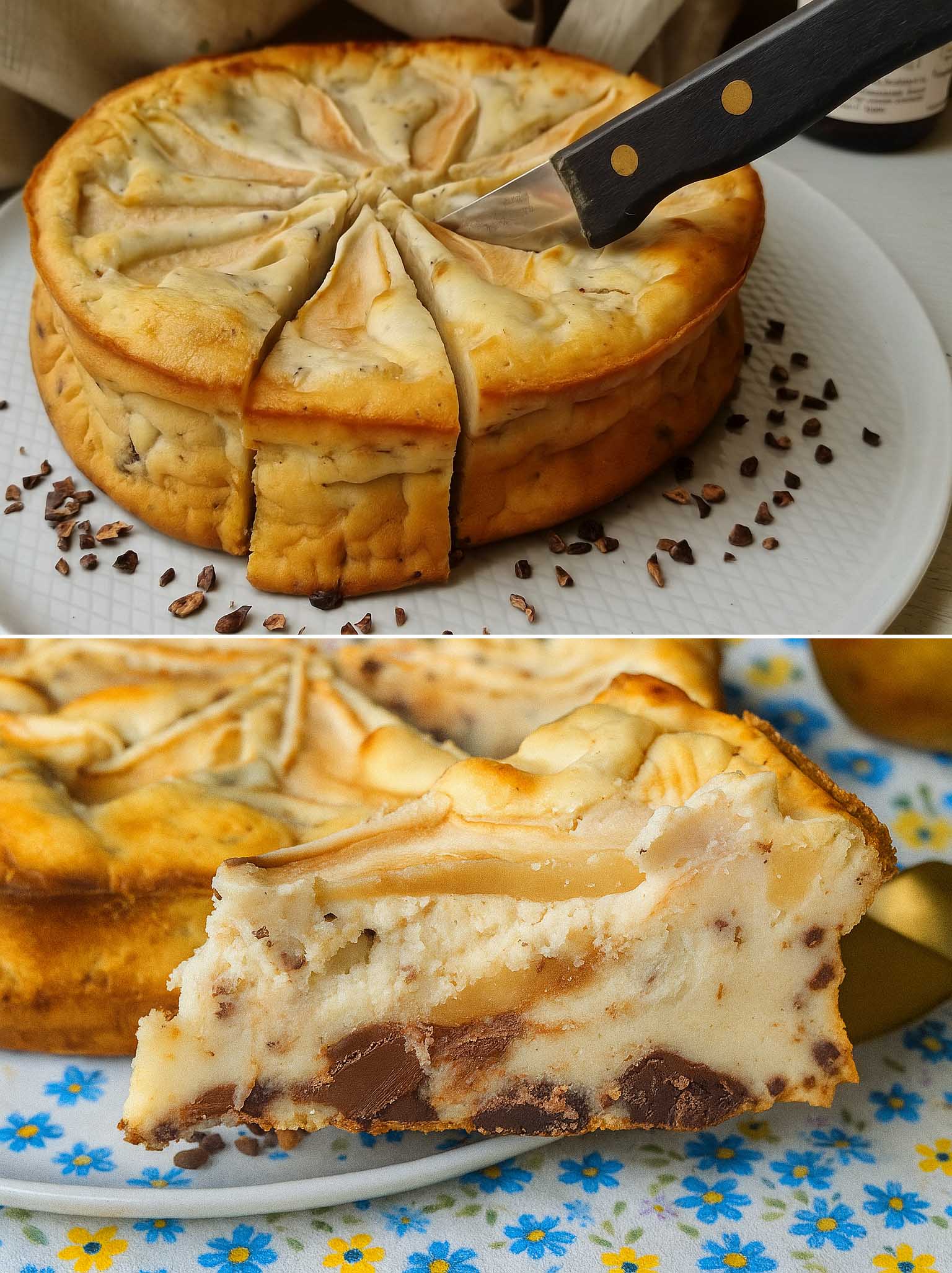 Torta ricotta, pere e cioccolato