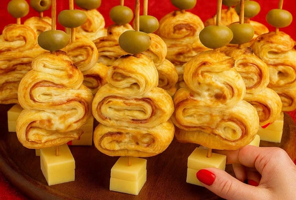 Quando non so cosa portare a tavola all’ultimo minuto, preparo questi alberelli di sfoglia: l’antipasto che mi salva sempre nelle cene di Natale!