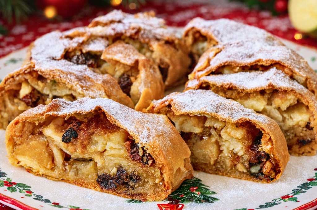 Strudel di mele più leggero ma super goloso: con pochi zuccheri e sfoglia sottilissima, è il mio dolce preferito delle feste senza sensi di colpa!