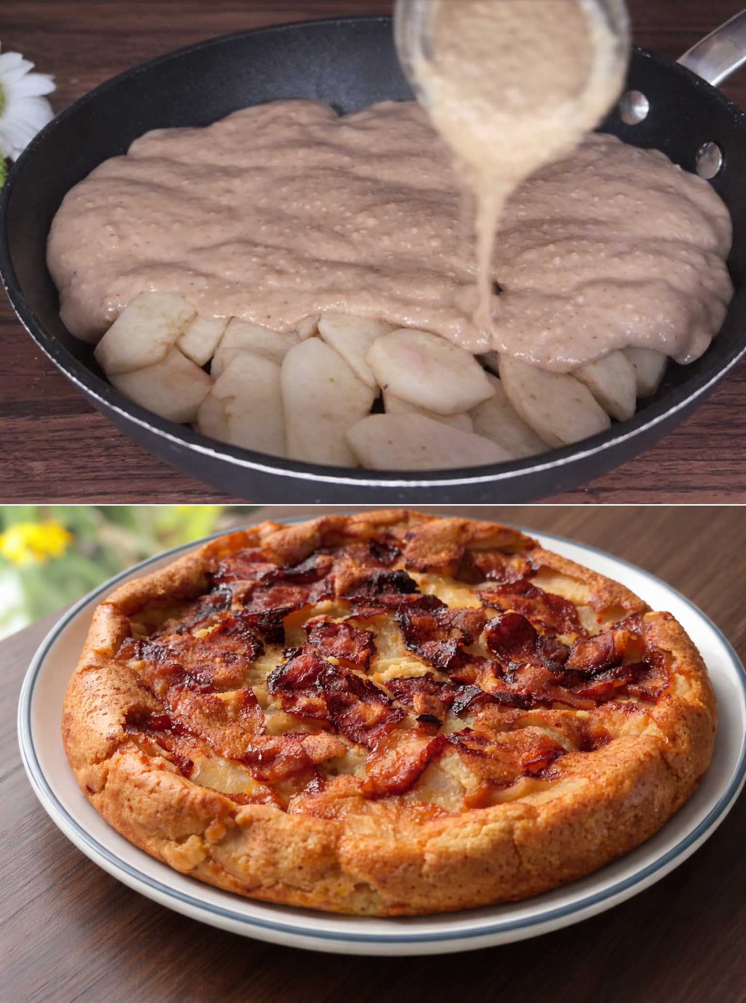Torta di avena e mela in padella