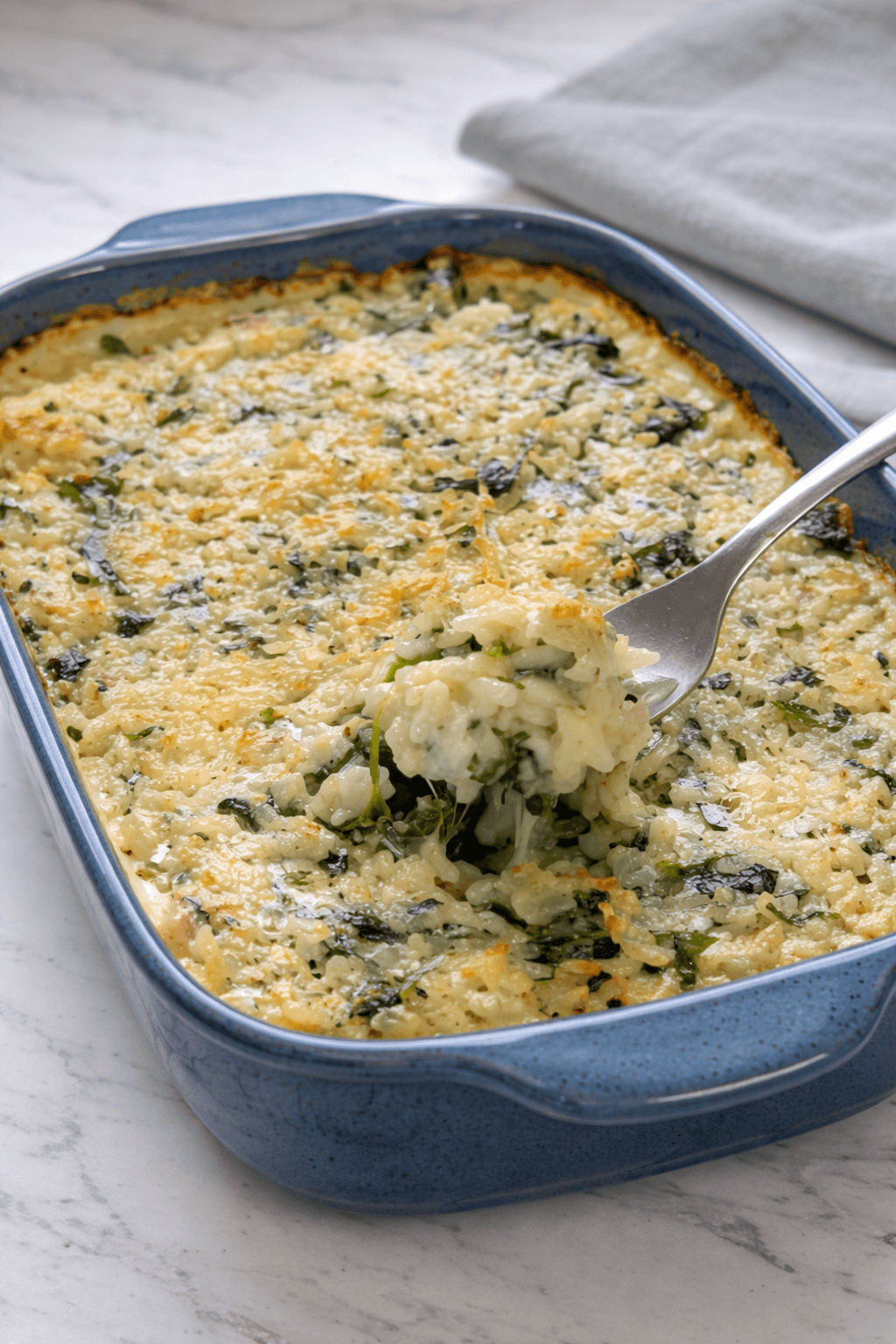 Riso al forno con spinaci