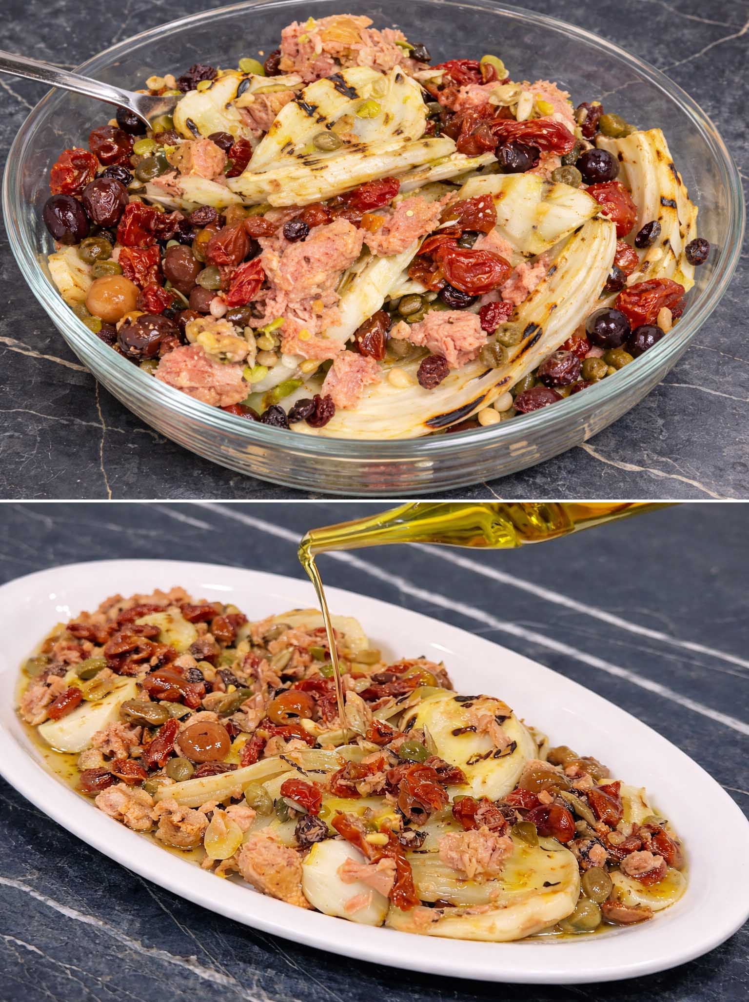 Insalata di finocchi, tonno e olive