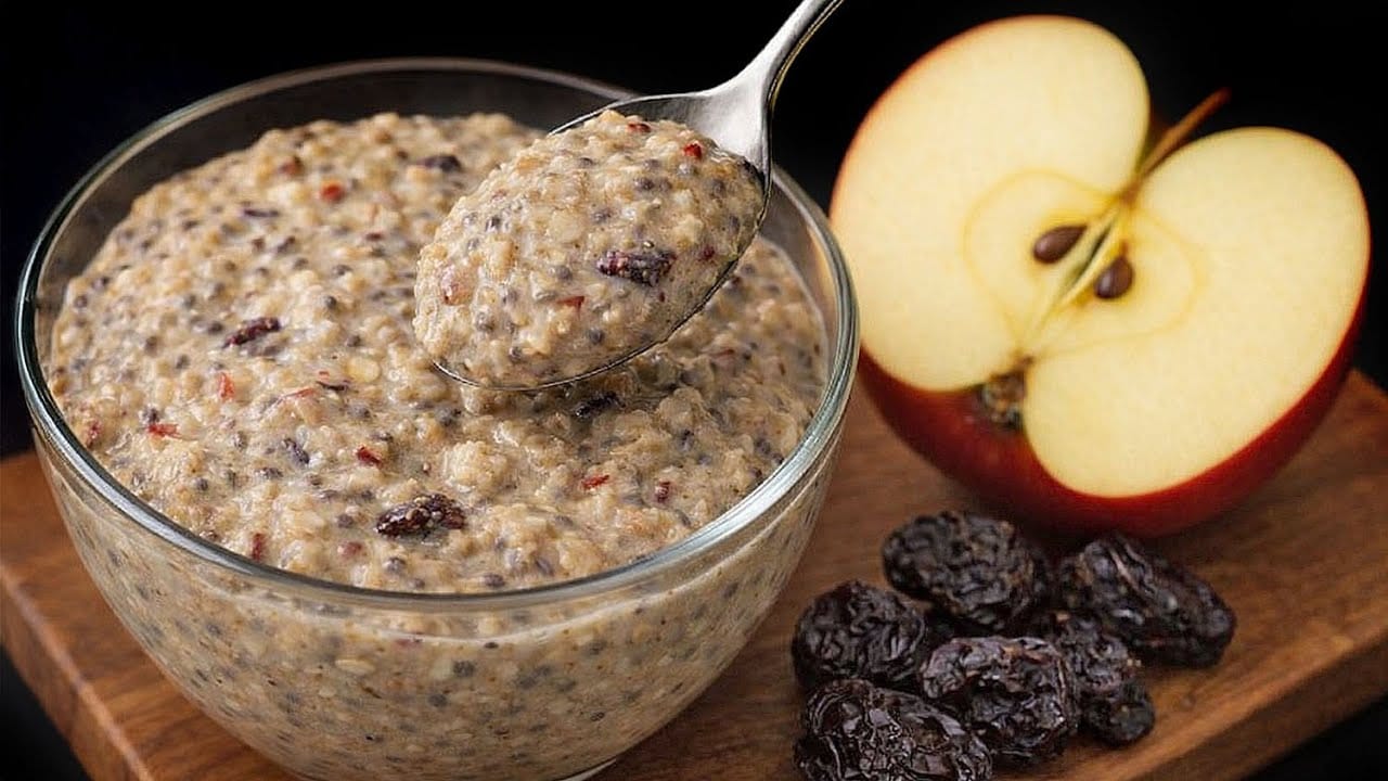 Porridge di avena, mele e chia