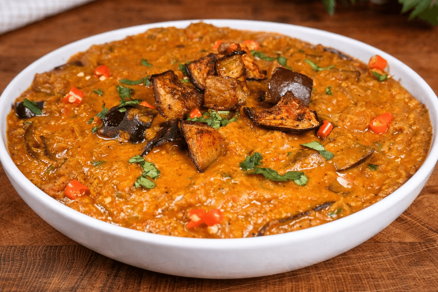Zuppa di lenticchie e melanzane