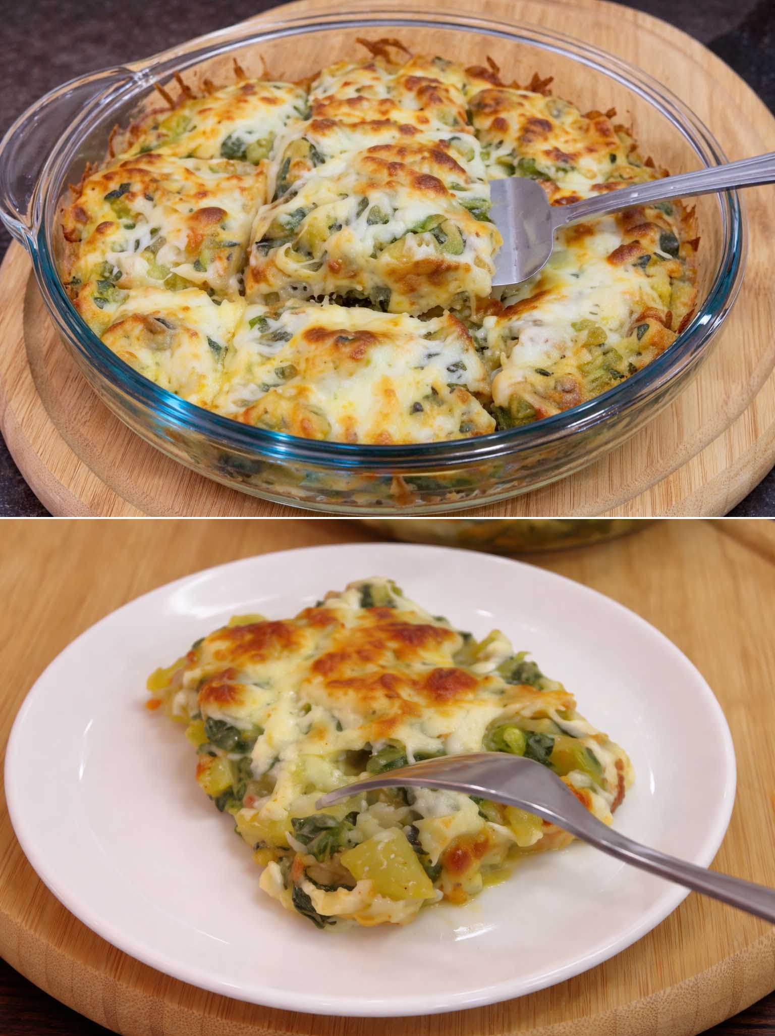 Gratin di patate e spinaci