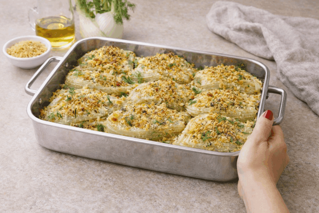 La ricetta dei finocchi gratinati light che uso quando voglio ridurre il gonfiore e sentirmi leggera, aiuta l’intestino e resta sotto le 200 kcal