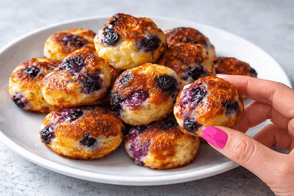 Li ho preparati senza pensarci troppo e invece sono spariti: mini pancake di avena con mirtilli e limone, uno tira l’altro!