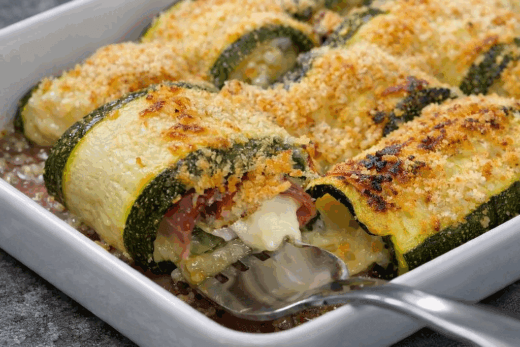 Li metto in forno mentre preparo il resto e finiscono sempre per primi: gli involtini di zucchine più filanti che conosco, non friggo nulla e il risultato è comunque croccante fuori e morbido dentro!