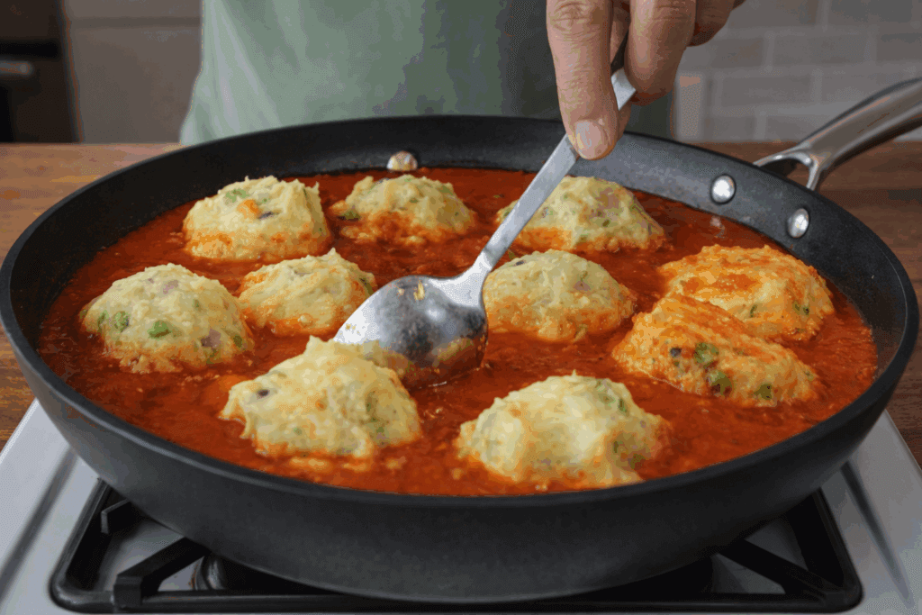 Quando ho voglia di polpette ma non di carne finisco col fare queste di patate alla pizzaiola, morbide e piene di sugo e ci faccio pure la scarpetta!