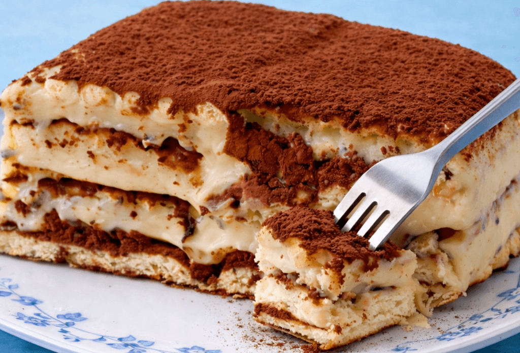 Torta mattonella con biscotti e crema