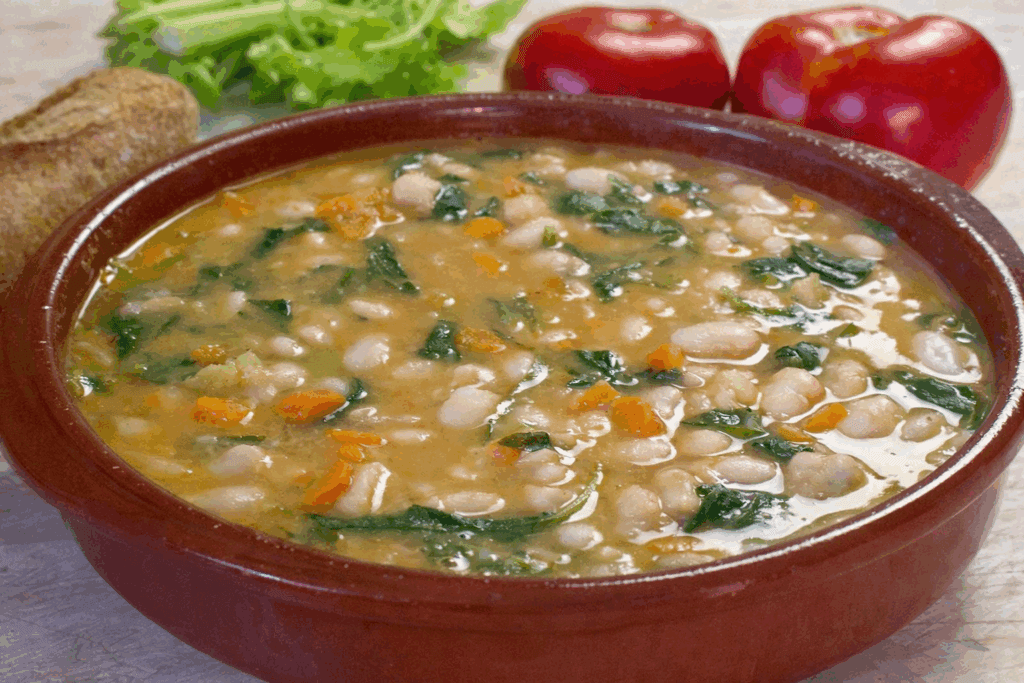 La preparo nelle giornate fredde perché mi riempie senza gonfiarmi: zuppa di fagioli bianchi e verdure, mi tiene sazia più a lungo ed è buonissima!