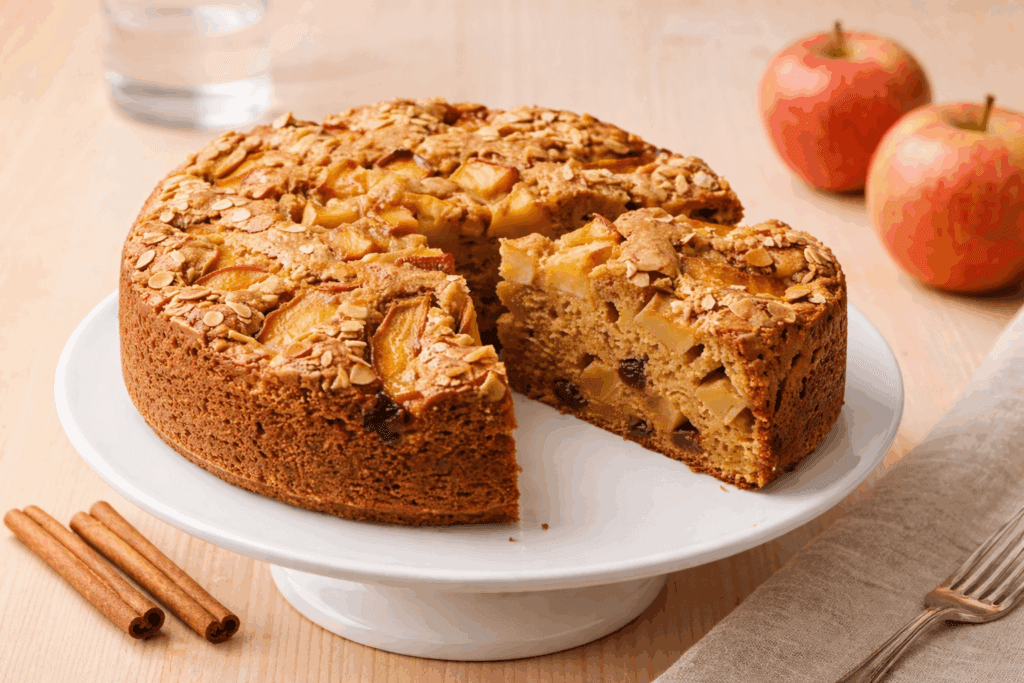 La colazione che mi salva la settimana e non mi fa ingrassare: torta di mele con avena e mandorle, niente farina, niente zucchero con solo 190 Kcal!
