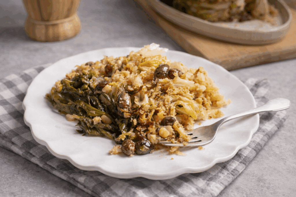 Quando la porto in tavola nessuno parla: la scarola imbottita napoletana con olive, uvetta e formaggio, proprio come la faceva la mia nonna!