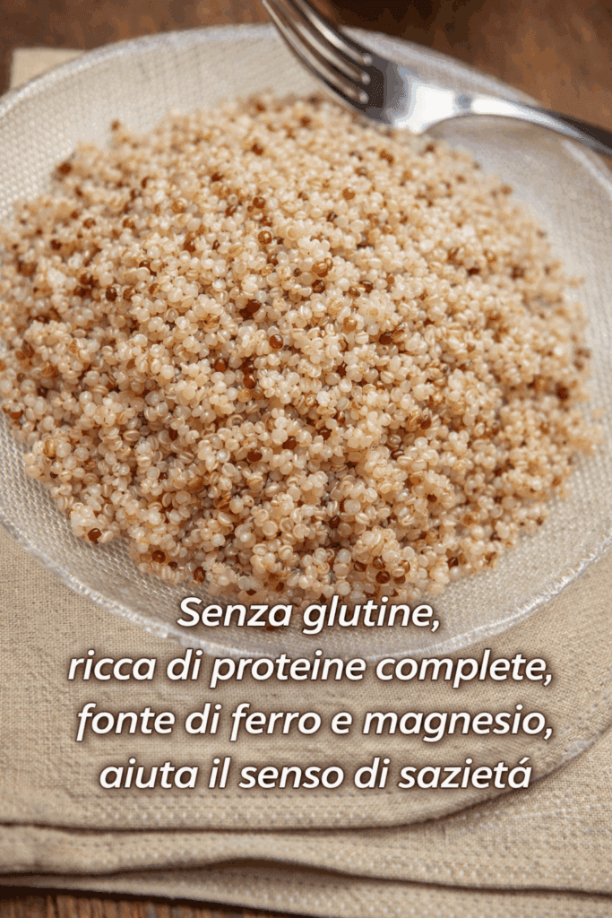 E’ senza glutine, ricca di fibre, ferro e magnesio: aiuta a mantenere stabile glicemia e colesterolo e favorisce la salute intestinale