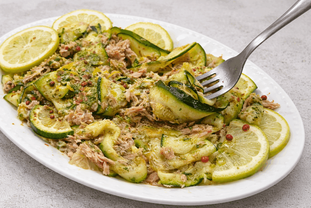 Insalata di zucchine grigliate con tonno e limone: leggera, proteica e pronta in 20 minuti con solo 320 Kcal