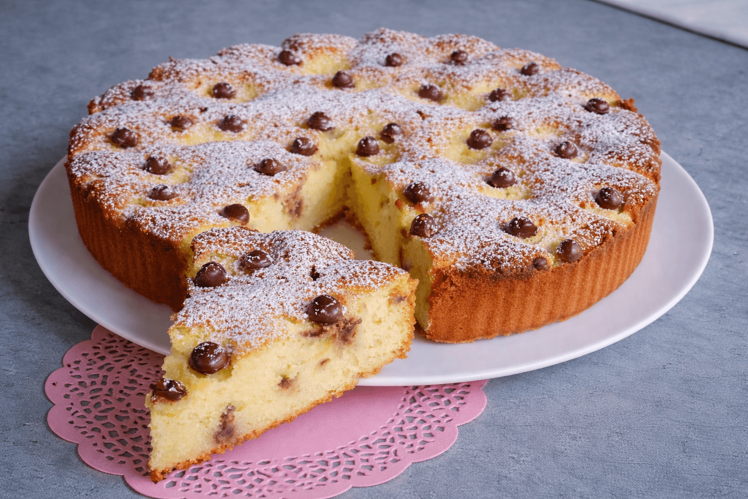 Torta con yogurt e gocce di cioccolato