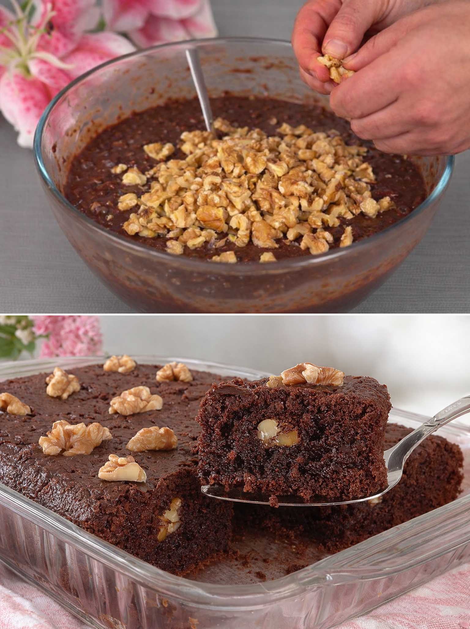 Torta di avena, noci e cacao