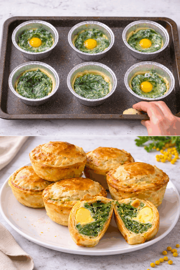 Queste mini pasqualine mi salvano sempre l’antipasto di Pasqua: hanno un ripieno semplice, una crosticina dorata e fanno subito festa