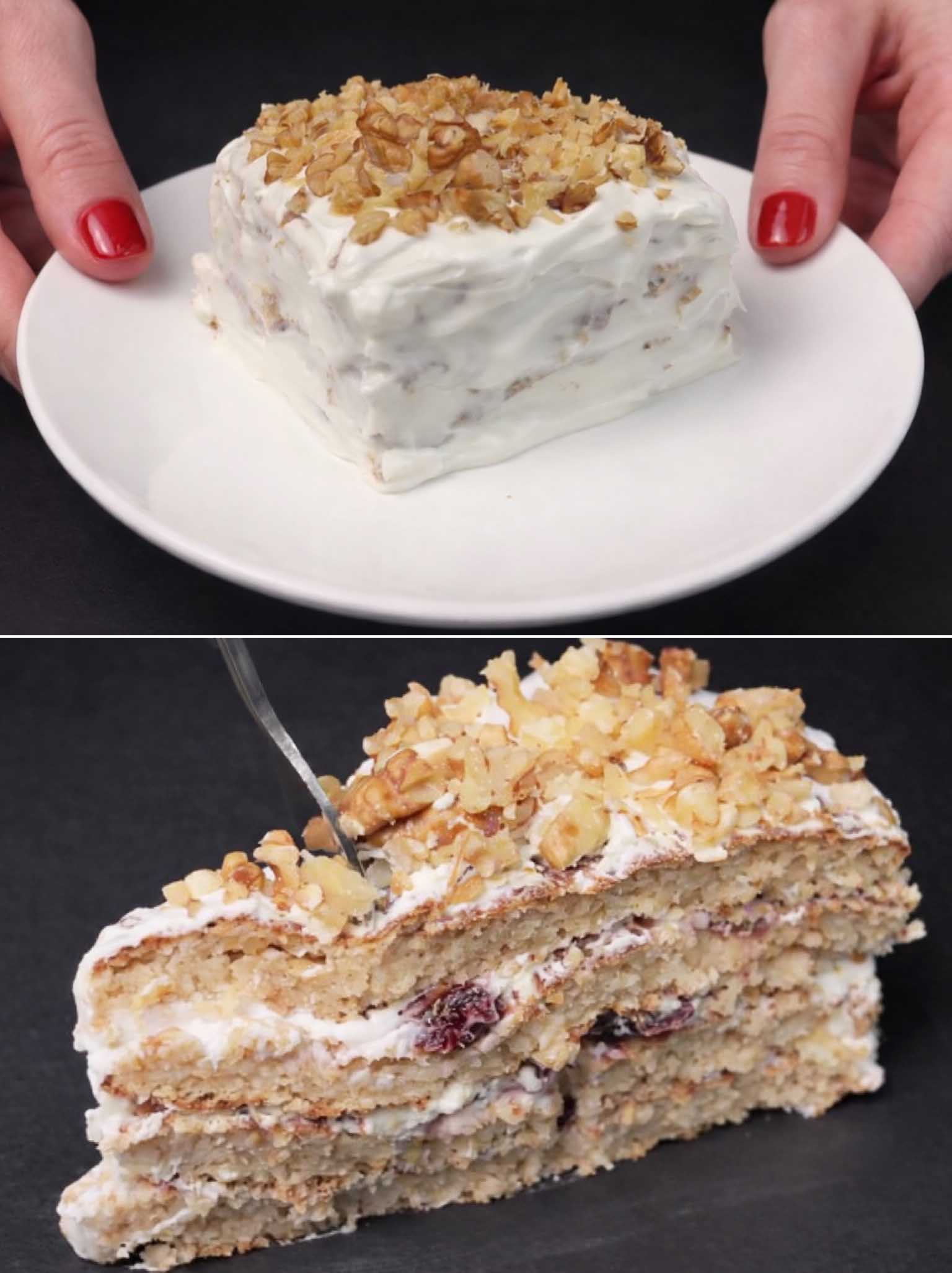 Dolce di avena, noci e mela