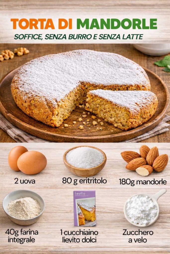 Se cerco un dolce che non mi faccia venire fame mezz’ora dopo, preparo questa torta alle mandorle senza burro e più saziante di tante torte piene di zuccheri e grassi