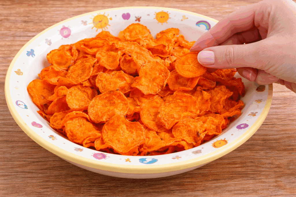 Non mangio più schifezze, ora il pomeriggio se ho voglia di sgranocchiare qualcosa mangio queste chips di carote leggere e con solo 70 Kcal!