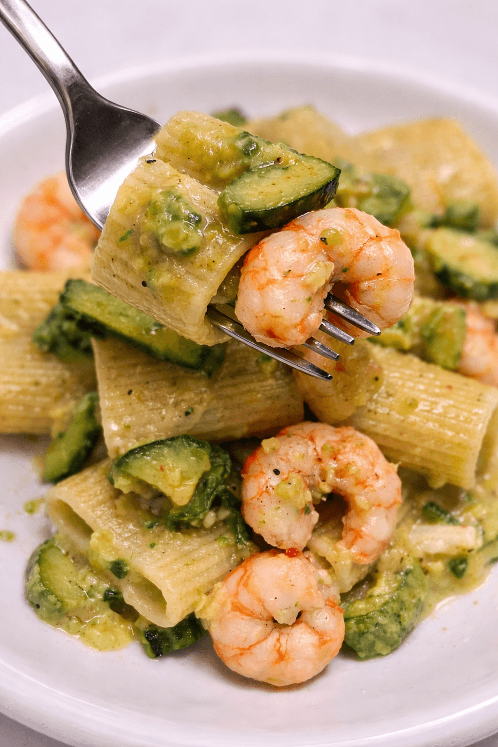 Mezzi paccheri zucchine e gamberetti