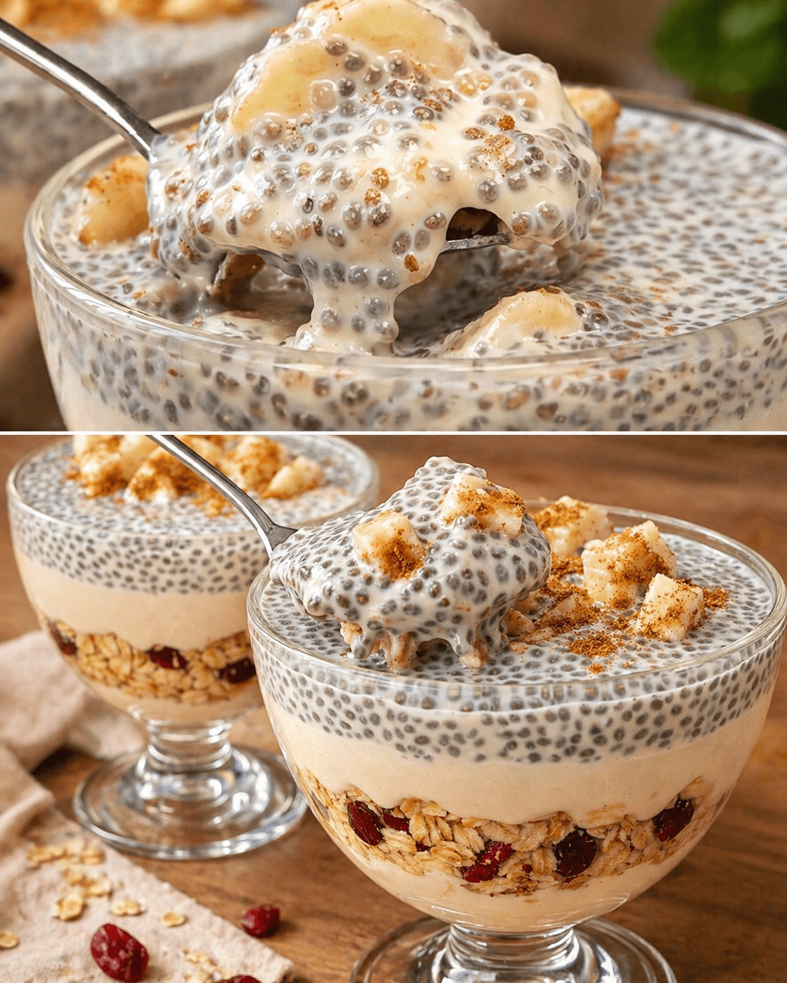 Dessert cremoso avena, chia e latte