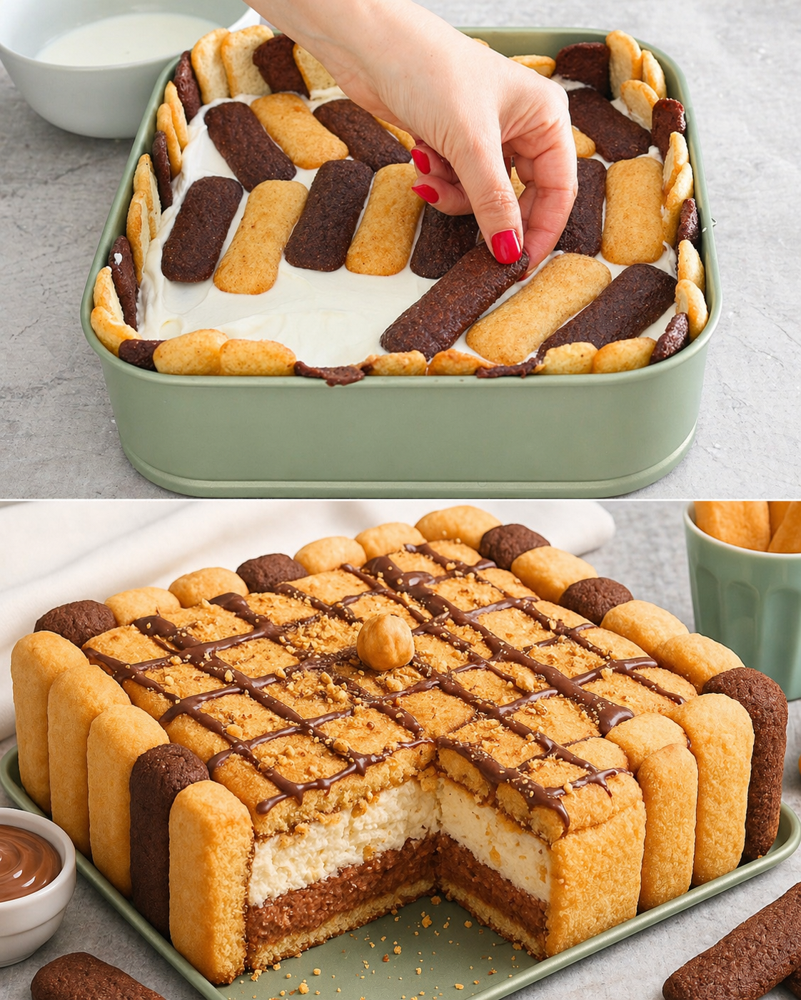 Torta di pavesini e crema alla ricotta e yogurt