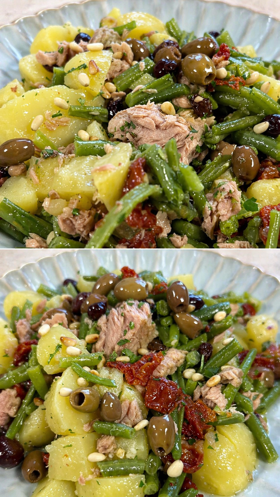 Insalata di patate, fagiolini e tonno