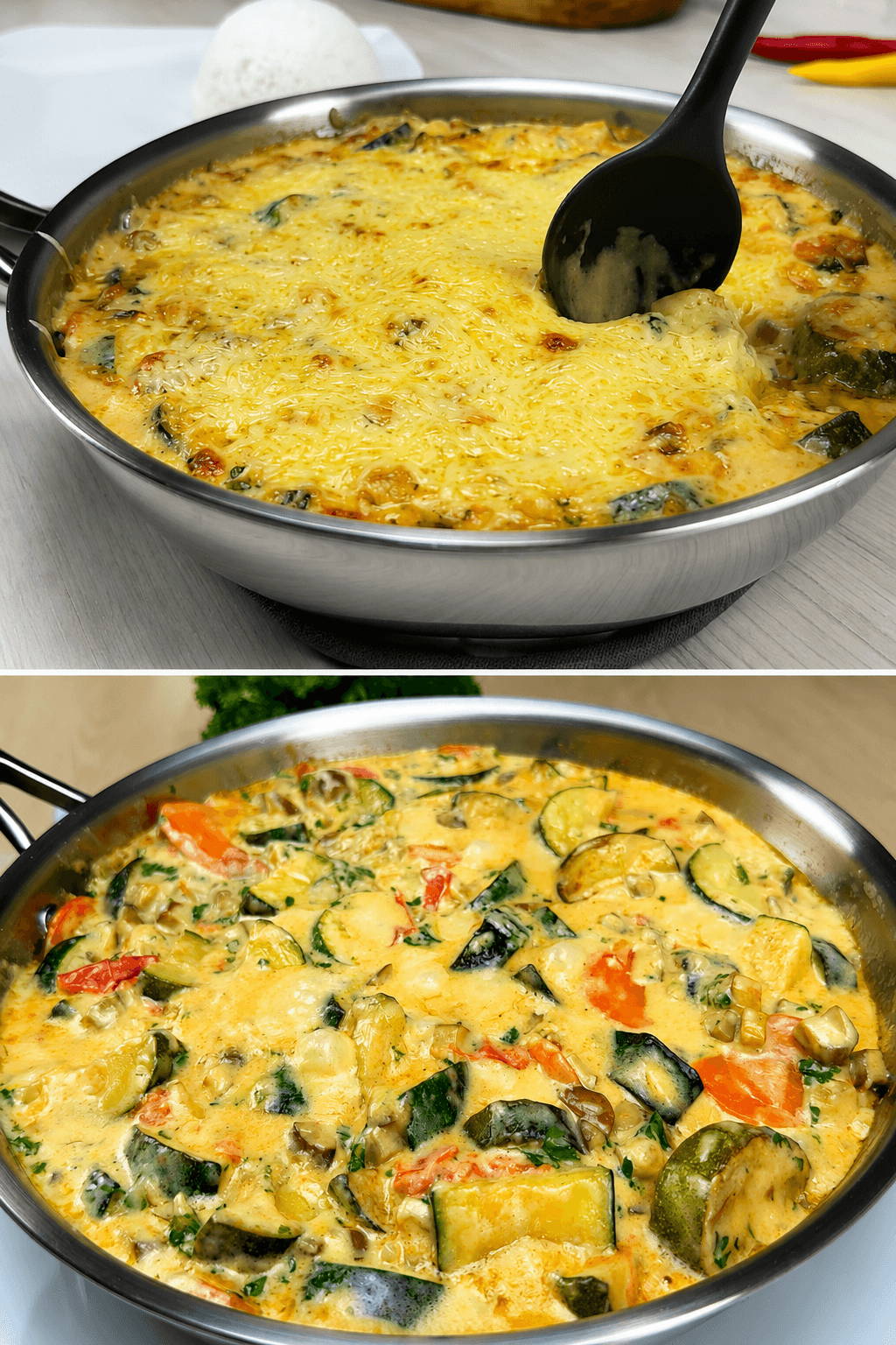 Zucchine, funghi e formaggio